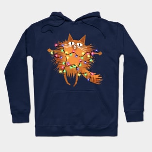 The Ginger Cat and the Christmas Tree Lights Hoodie